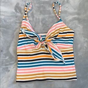 Cute striped tie crop top